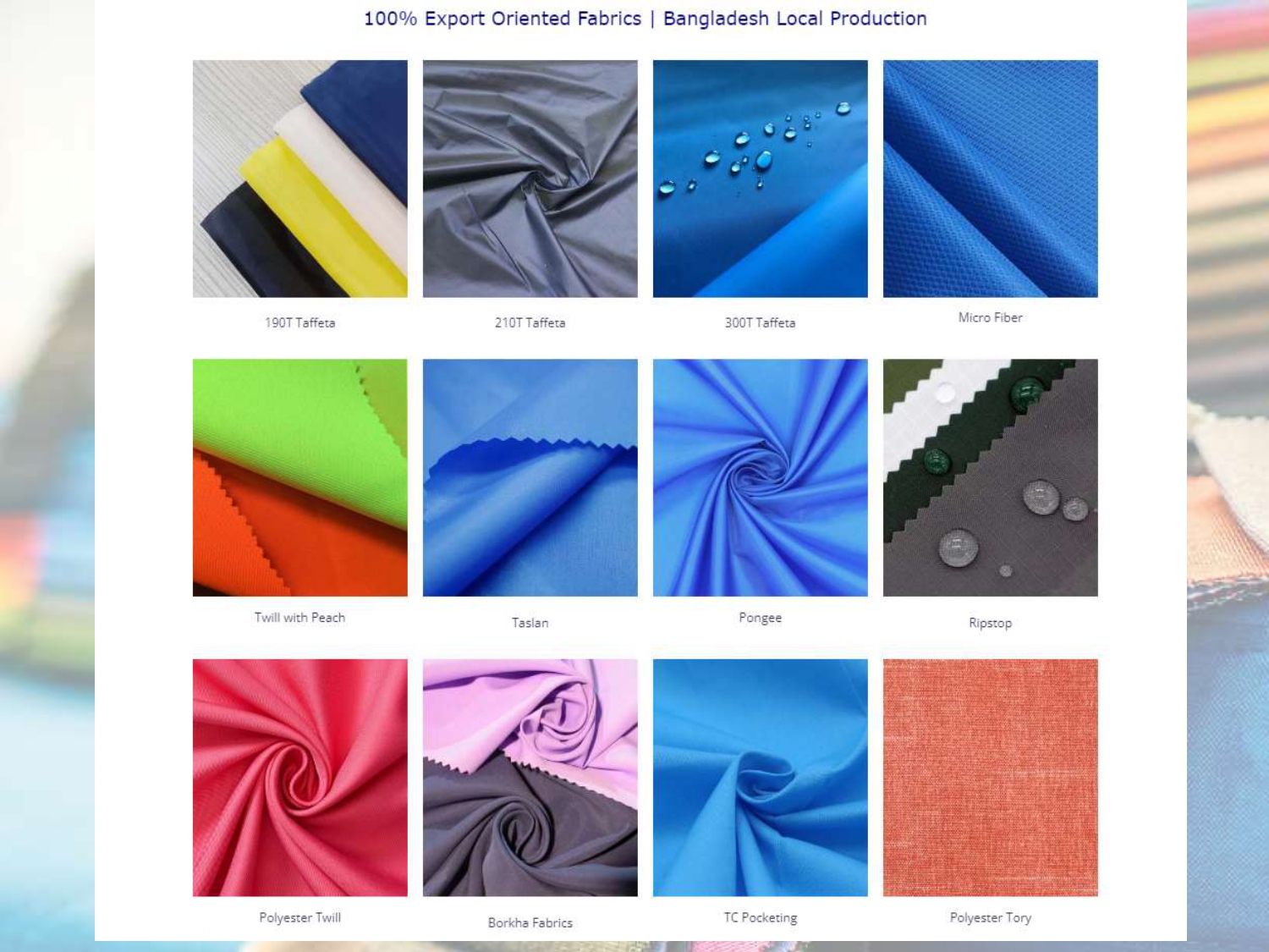 Young Win Fabrics Profile page 0005 Polyester 210T Taffeta Fabrics
