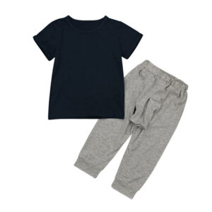 Boy’s Solid Color Casual Sets Cotton Tops + Long Pants