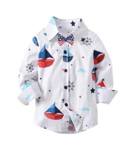 Boys Cartoon Turn Down Collar Shirts