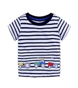 Boys Girls Car Printed Short Sleeve T-shirts