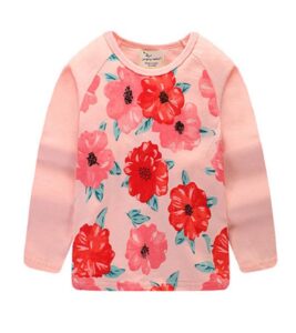 Boys Girls Flower Pattern Toddler Long Sleeve Casual T-Shirts