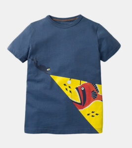 Boys Girls Glowing Fish Cartoon Print Short-sleeved Casual T shirts