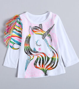 Boys Girls Horse Print Long Sleeve T-shirts