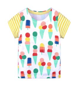 Boys Girls Ice Cream Print Short Sleeve Graphic T-shirts