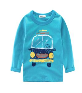 Boys Girls Long Sleeve Car Printed T-shirts