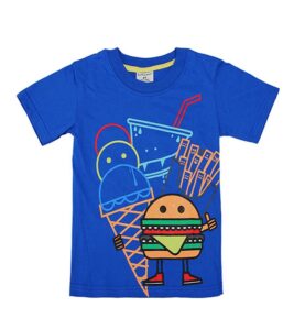 Boys Girls Maven Lovely Hamburger Cotton Short Sleeve T-shirt