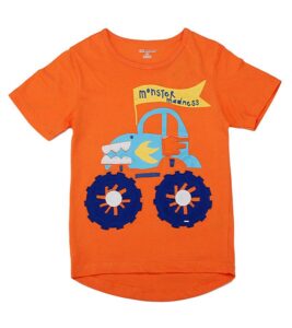 Boys Girls Maven Orange Lovely Car Cotton Short Sleeve T-shirt Top