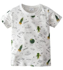 Boys Girls Universe Printed Summer Short Sleeve Tops