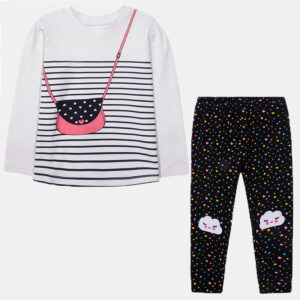 Girl’s Cute Cartoon Striped Print Long-sleeved Casual Clothing Sets