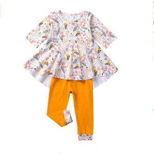 Girl’s Floral Print Long Sleeves Casual Soft Sets