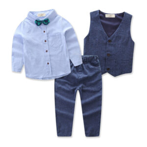 Girl’s and Boy’s 3Pcs Boys Formal Clothing Sets Shirt + Vest Coat + Long Pants