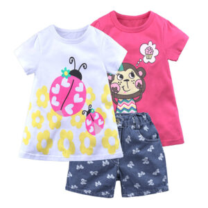 Girl’s and Boy’s 3Pcs Cartoon Print Clothes Sets