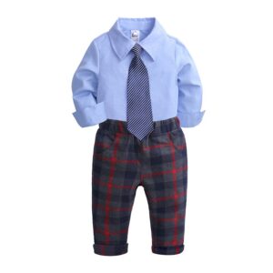 Girl’s and Boy’s 3Pcs Formal Sets Tops + Long Pants + Tie