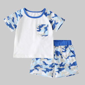 Girl’s and Boy’s Camouflage Short Sleeves Casual Clothing Sets