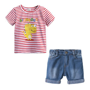 Set Toddler Kids Striped T-shirt + Denim Shorts