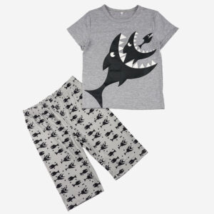 Girl’s and Boy’s Shark Print Short Sleeves Tops+Pants Casual Pajama