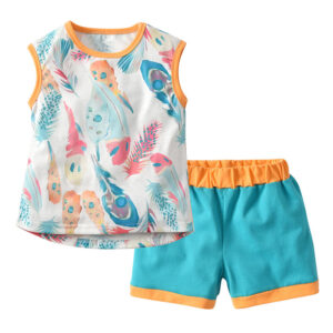 Toddler Girls Feather Print Clothing Sets