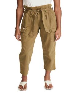 Womens Paperbag Pleated Cargo Ankle Pants pant and trouser