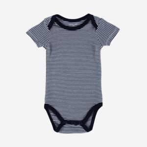 Baby Black Striped Print Short Sleeves Rompers