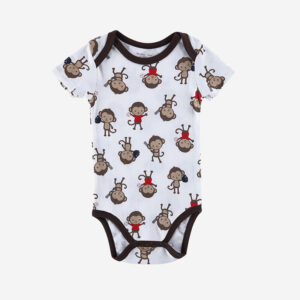 Baby Monkey Cartoon Print Short Sleeves Rompers