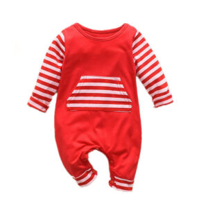 Baby Striped Patchwork Long Sleeves Pajamas Rompers