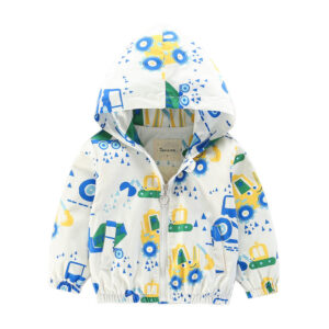 Girls Boys Kids Cartoon Pattern Hooded Coats Windbreaker Jackets