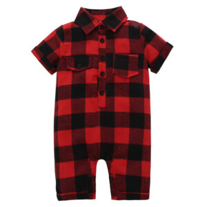 Plaid Pattern Soft Cotton Baby Rompers